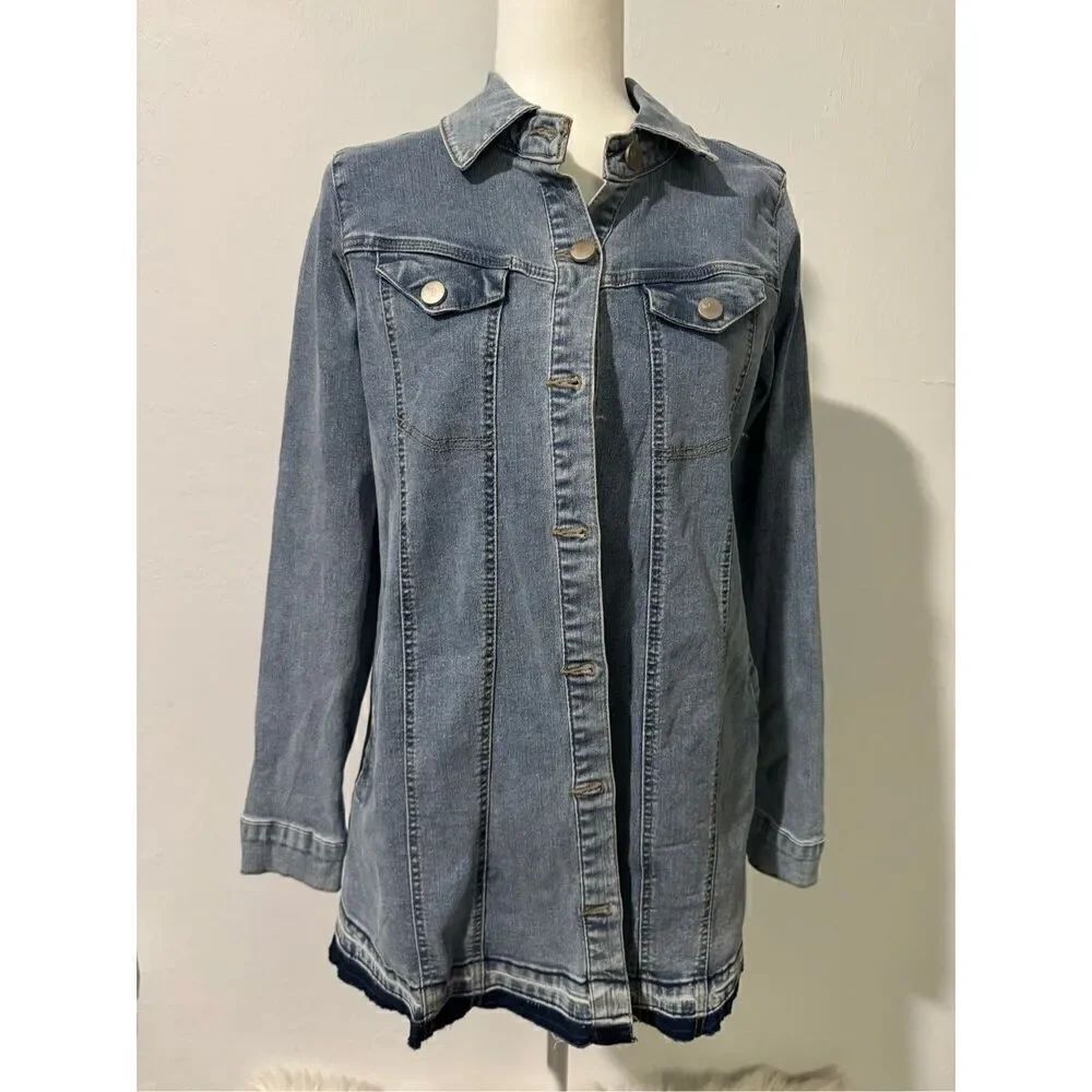 Logo By Lori Goldstein distressed hem Jean jacket